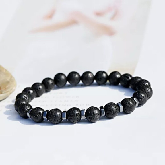 Hematite & Volcanic Lava Stone Bracelet - Picture 6 of 7